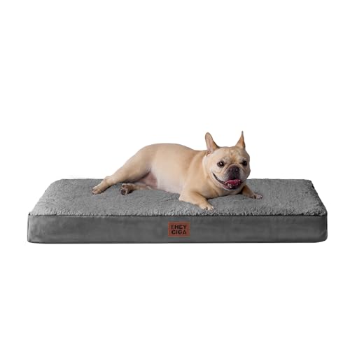 EHEYCIGA Orthopedic Medium Dog Beds for Small Dogs with Removable Washable Cover for Crate, Grey, 30x20 - color: Grey, size: 30*20*3.5 Inches