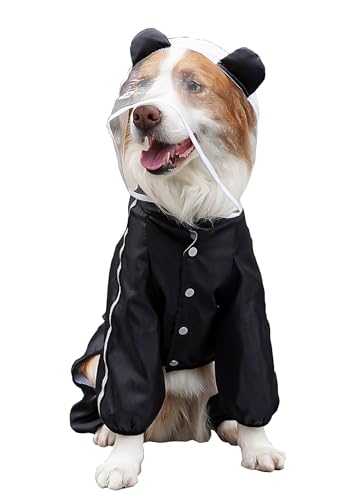 Dog Raincoat with Hood, Waterproof Full-Coverage Reflective Rain Jacket Quick-Drying Rain Poncho and Shoes for Small Medium Large Dogs,Panda,4XL - color: Panda, size: 4XL（Back Length 20''）