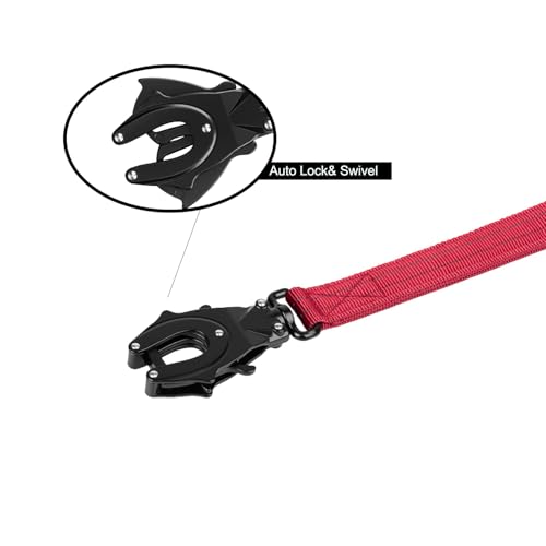 ICEFANG Relfective Dog Leash for Medium Large Dogs,K9 Training Walking Lead with Double Handle,Heavy Duty Auto-Lock Metal Clasp (6ft, Red) - color: Red, size: 6 ft (No bungee)