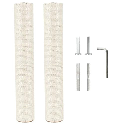 2.9in 7.4cm Diameter Cat Scratching Post Replacement Sisal Pole Parts for Cat Tree (M8, 45cm/17.7in) - color: 45cm/17.7in*2poles, size: M8