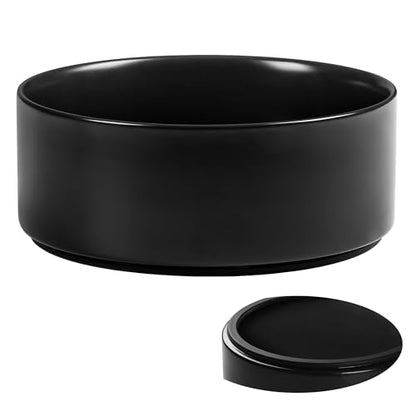 Large Dog Bowls, Non Slip Heavy Ceramic Dog Food and Water Bowl with Silicone Base, 8" Pet Feeding Bowl for Small, Medium, and Big Dogs (Black, 8 Inches) - color: Black, size: 8 Inches