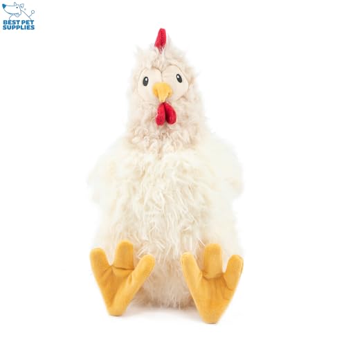 Best Pet Supplies Interactive Squeaky Dog Chew Toy, Ideal Dog Toys for Chewers, Small, Medium & Large Dogs, and Fetch Lovers - Crinkle Chicken (Beige), Large - color: Crinkle Chicken (Beige), size: Large