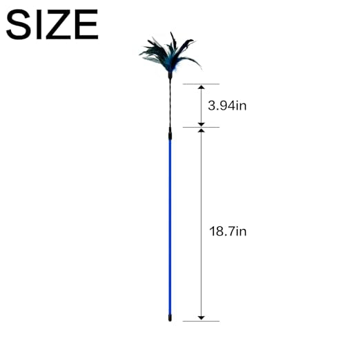 TTcat 3 PCS 22.8” Extra Long Cat Wand Toys Natural Feather Teaser Stick Toys,Interactive Toys for Indoor Cat and Kitten.