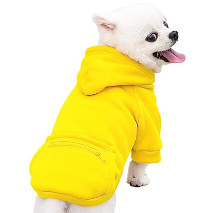 Jecikelon Winter Dog Hoodie Sweatshirts with Pockets Warm Clothes for Small Dogs Chihuahua Coat Puppy Custume Clothing (X-Small, Y02-Yellow) - color: Y02-Yellow, size: X-Small