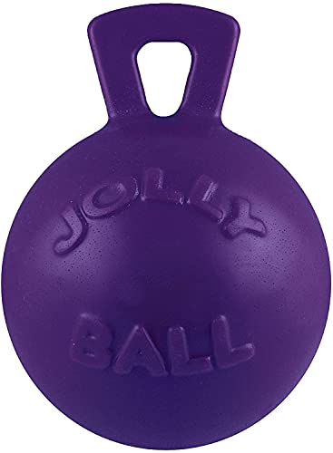 Jolly Pets Tug-n-Toss Heavy Duty Dog Toy Ball with Handle, 4.5 Inches/Small, Purple - color: Purple, size: Small (4.5 in)