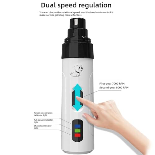 Silent Dog Nail Grinder, Quiet 40dB Electric Pet Nail Trimmer with USB Rechargeable, Interchangeable Grinding Heads for Safe Claw Filing of Small Cats to Large Dogs (Nail Grinder 1 Set)