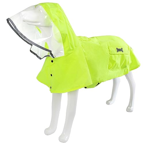 Dog Raincoat Waterproof Rain Poncho with Hoodie, High Reflective Adjustable Pet Rain Jacket with Leash Hole for Small Medium and Large Dogs (Fluorescent Green, Small) - color: Fluorescent Green, size: Small: 9-13lbs