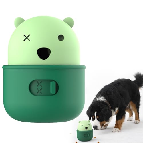 Silicone Dog Treat Dispenser Toy, Interactive Dog & Cat Food Puzzle Feeder with Adjustable Opening, Slow Feeder Toy for Puppies Small Medium Large Dogs, Mental Stimulation Enrichment Feeding Toys - color: Green