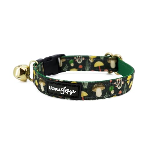 Ultra Joys Cat Collar with Bells - Breakaway Collar for Kittens & Cats - Mushroom Small - color: Mushroom-Collar Only, size: Small