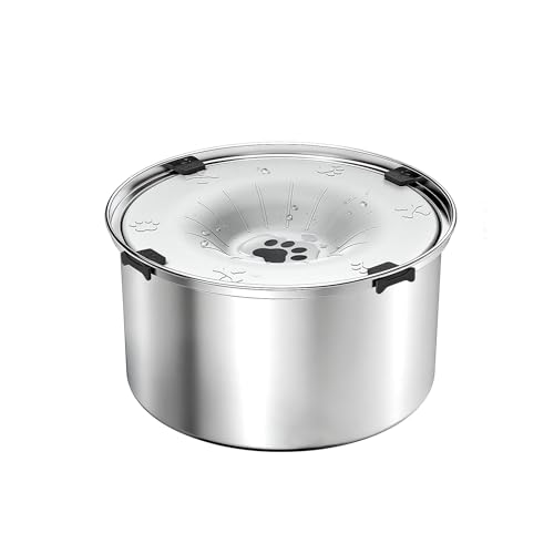 SCHITEC No Spill Dog Water Bowl for Large Dogs, 5.6L / 1.5 Gallon Stainless Steel Splash-Proof Slow Drinking Pet Dish with Floating Disk & Non-Slip Base, Mess-Free Design for Home or Travel-Light Gray - color: Light Gray