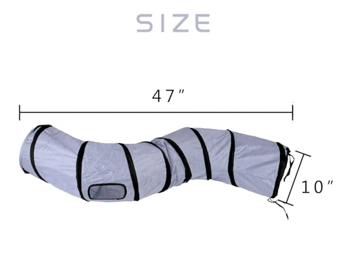 iCAGY Cat Tunnel for Indoor Cats, Rabbit Tunnel Toys, Pet Toys Play Tunnels for Cats Kittens Rabbits Puppies Crinkle Pop Up Dark Grey 47" Shape S - color: Dark Grey