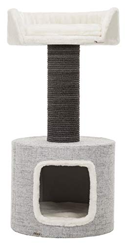 Trixie Fonda Cat Scratching Post 39 Inch - Cat Scratcher with Soft Fabric Covering Base and Durable Sisal Rope - for Large Cats with Condo Base and Platform - in Gray - color: Fonda XXL