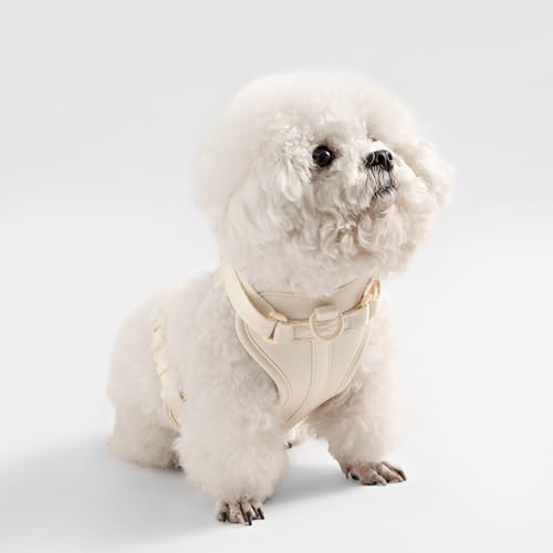 HNS1001L Arlo Small Adjustable Soft Padded No Pull Pet Harness with 3 Buckles and 3 Leash Clips, Bailey - color: Almond, size: Small (Chest: 14 - 22")