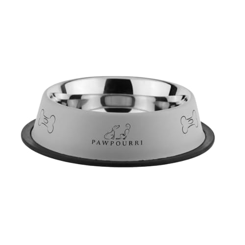 Stainless Steel Dog Bowl Pack of 2, Food & Water Bowl for Dogs, Durable Dog Feeding Bowl, Bowls for Small Dogs, Easy to Clean, Anti-Skid Pet Bowl - 16 oz (Grey) - color: Grey