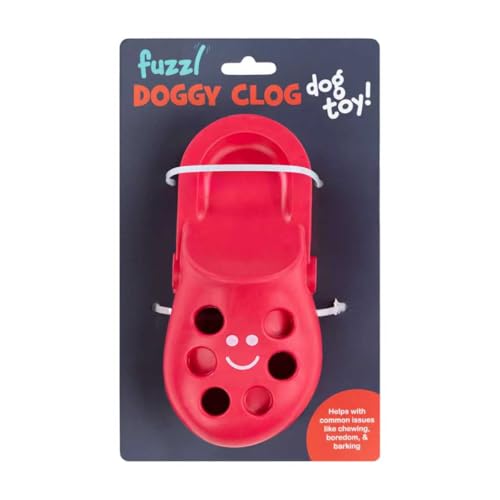 Fuzzl Clog Treat Toy for Dogs – Natural Rubber Chew Toy – Durable, Interactive Enrichment Feeder – Eco-Friendly, Non-Toxic & Dishwasher Safe – Red - style: Clog Red