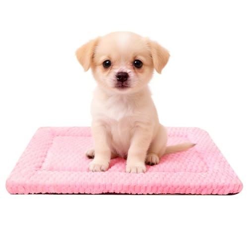 Dog Bed Mat, Reversible Dog Crate Pad for Small Medium Dogs & Cats, Soft Washable Kennel Mat with Non-Slip Bottom, Lightweight Pet Bed for Crate, Cage, Home and TravelPink, 24" L*18" W*1.5" Th - color: pink, size: 24"L*18"W*1.5"Th