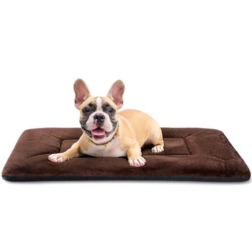 Dog Crate Pad Washable, Plush Anti-Slip Crate Mat for Medium Dogs, Cushioned Kennel Pad for Metal Dog Kennels, 30 x 20 Inch, Brown - color: Brown, size: 30.0"L x 20.0"W x 1.5"Th