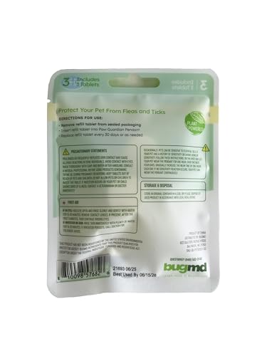 BugMD Paw Guardian Refill, Plant-Powered Flea & Tick Protection Tablets, 3 Count, 30-Day Protection, Natural Essential Oil Formula - color: Refill, size: 1 Pack