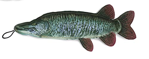 Steel Dog Muskie Realistic Fish Squeaker Dog and Cat Toy, Knotted Rope Fish Toy, No Stuffing Dog Chew Toys for Small, Medium, Large Breed - style: Muskie