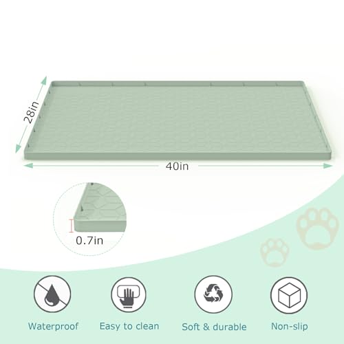 Cat Litter Mat, Silicone Large Cat Mat for Litter Box - 40x28 in, Waterproof & Non-Slip, Durable & Easy Clean, Green - color: Green, size: 40"L x 28"W