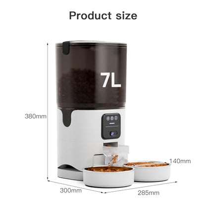 Automatic Cat Feeder 7L Double Bowl Feeder, 1080P HD Camera Live Video, Night Vision 2-Way Audio, WiFi & App Remote Control, Programmable Pet Feeder, Smart Timed Dry Food Dispenser 2 Cats Dogs - size: Double Basin - 7L