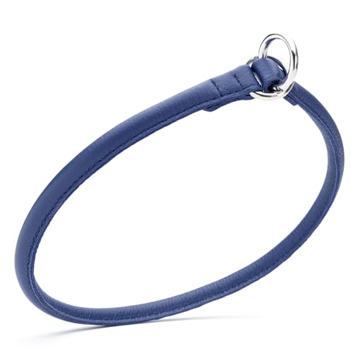 Dogline Soft and Padded Round Leather Choke Collar for Dogs (Royal Blue, W3/8-in x L22-in) - color: Royal Blue, size: W3/8-in x L22-in