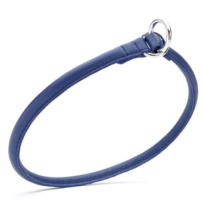Dogline Soft and Padded Round Leather Choke Collar for Dogs (Royal Blue, W3/8-in x L22-in) - color: Royal Blue, size: W3/8-in x L22-in