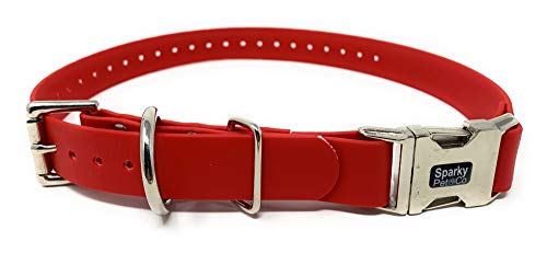 Sparky Pet Co Apollo E-Collar Replacement Strap, 1" x 30" Waterproof Biothane with Double Buckle & Quick Snap Clasp, Fits Garmin, Dogtra, SportDOG & Educator (Red) - color: Red, size: 1" Wide