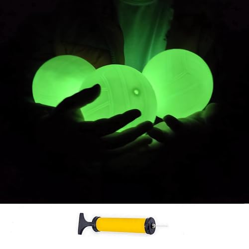 Spike Replacement Balls, Roundnet Game Extra Balls, Glow in The Dark Ball, Lawn Beach Water Pool, Yard Pong Bucket Toss Game Ball - Play at Night, Light Up for 20-30 Minutes - style: 3x Glow Balls with Pump