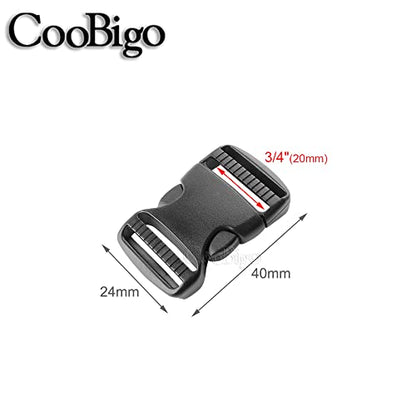 CooBigo 5 Pack 3/4" Side Release Buckle Dual Adjustable 5 Yards 3/4" PP Strap Webbing Outdoor Camping Backpack Sleeping Bag Tent Belt Tied Band Accessories (5 Buckle + 5 Yards Webbing) - color: G#: 3/4" (5 Buckle + 5 Yards Webbing)