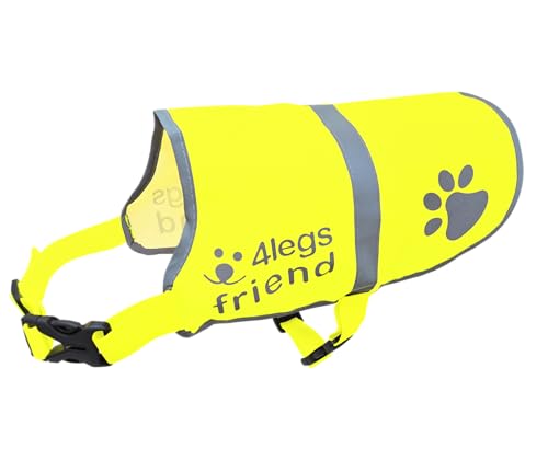 Upgraded Reflective Dog Vest. Hi-Visibility, Fluorescent Neon Yellow Dog Vest Helps Protect Your Best Friend. Safeguard Your PUP from Motorists & Hunting Accidents, On or Off Leash by 4LegsFriend - color: Yellow, size: XX-Small