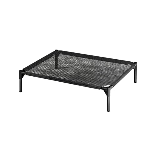 Pet Bed – Breathable Mesh Elevated Cooling Raised Bed Indoor Outdoor Use | Waterproof Easy Clean Surface Durable Frame | Lightweight Travel Friendly Low Profile Design Black Multiple Sizes