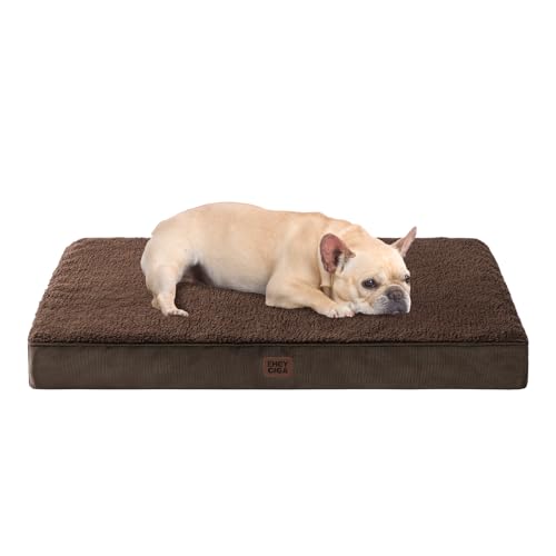 EHEYCIGA Orthopedic Medium Dog Beds for Small Dogs with Removable Washable Cover for Crate, Brown, 30x20 - color: Brown, size: 30*20*3.5 Inches
