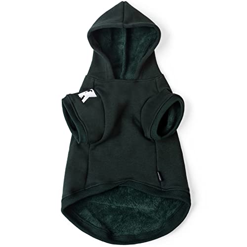 Dog Hoodie Fleece Puppy Clothes Warm Sweater with Hat for Small Dogs Cat Hooded Shirt Kitten Pet Basic Sweatshirt with Pocket Doggie Soft Winter Coat Apparel (Green; M) - color: Green, size: M-(6~9lb) | Chest(~15.3")