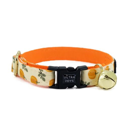 Ultra Joys Breakaway Cat Collar with Bells - Boy & Girl Kitten Collar - Pumpkin Small - color: Pumpkin-Collar Only, size: Small