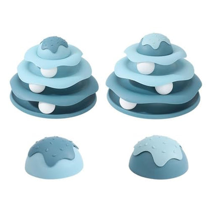 Cat Ball Track Toy, Cat Ball Tower, Multi-Level Design Cat Ball Track Toy, 3 in 1 Automatic Interactive Kitten Toy, Easy to Disassemble, Easy to Clean, Meet Your Cat's Exercise Needs (Blue) - color: Blue