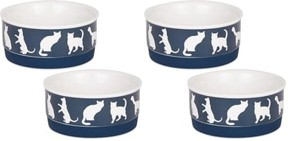 Bone Dry Ceramic Pet Silhouette Collection, Small Set, 4.25x2, Navy, Cat's Meow, 2 Piece (Pack of 2) - color: Navy, size: Small Set, 4.25x2" (Pack of 2)