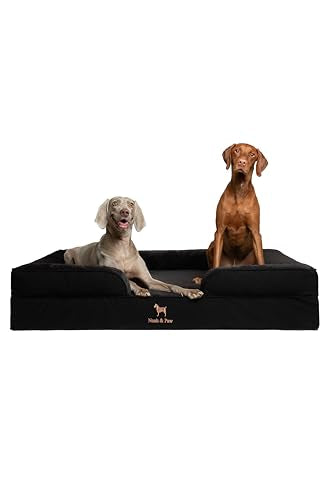 NOAH & PAW Giant Dog Bed XXL, 55x45x11 Inch, Orthopedic Dog Beds, Eggshell Memory Foam Infused with Cooling Gel, Inner Cover, Waterproof, Machine Washable (Denim Sofa Collection) - color: Black, size: Xx-large