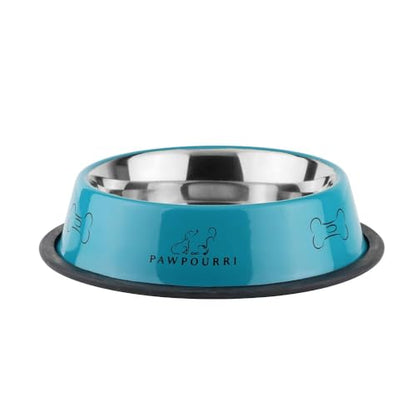 Stainless Steel Dog Bowl Pack of 2, Food & Water Bowl for Dogs, Durable Dog Feeding Bowl, Bowls for Small Dogs, Easy to Clean, Anti-Skid Pet Bowl - 16 oz (Blue) - color: Blue