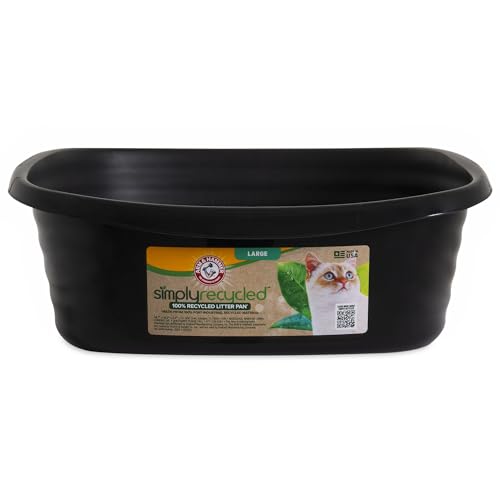 Arm & Hammer Simply Recycled Plastic Cat Litter Pan, Made in USA, Easy to Clean, Large Durable Litter Box, Black - style: Recycled