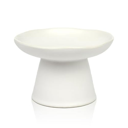 Extra Wide 6.1" Raised Cat Food Bowl, Shallow Ceramic Elevated Cat Feeder, Anti Vomiting, Stress Free, Whisker Fatigue, Pet Food or Water Bowl, White - color: White-Shallow