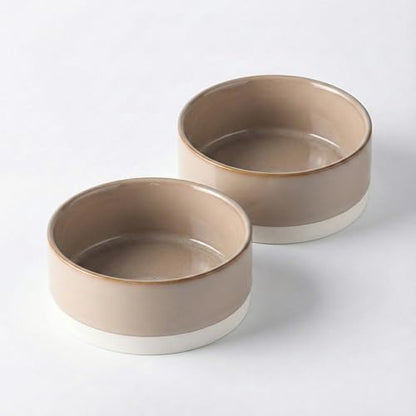 Ceramic Dog and Cat Bowl 2-Pack Non-Slip Weighted Food Water Set for Cats &Small Dogs 13.5OZ Brown - color: Brown – 2 Pack