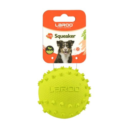 LaRoo Squeaky Dog Ball Toy, Durable Natural Rubber Squeaker Ball Floating Throwing Training, Teeth Cleaning Chew Toy for Pet Small Medium Large Dogs (6.5CM Green) - color: Green-6cm