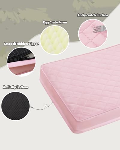 NUPIDA Orthopedic Dog Beds Large Sized Dog Waterproof Pet Kennel Pad with Removable Washable Cover and Non-Slip Bottom, 35x23 Inch, Pink - color: Pink, size: 35.0"L x 22.0"W x 3.0"Th