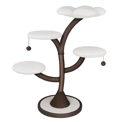 Mavpet Multi-Level Modern Cat Tree, All-in-One Cat Tower with Scratching Post, Flower Cat Tree Houses for Indoor Cats