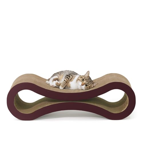 CAPHAUS Infinity Cat Scratcher Lounger, Reversible Scratcher, Large Cat Scratching Pad, Cat Scratching Board, Scratch Pad for Indoor Cats, Brown - size: Brown