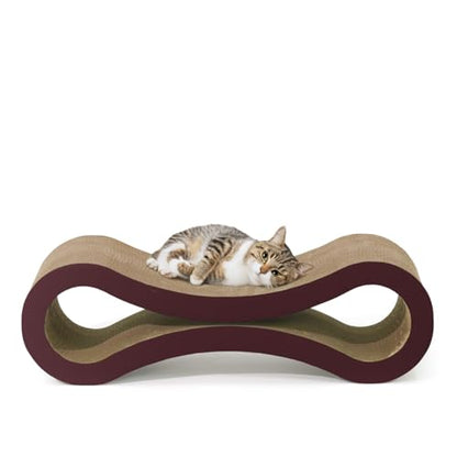 CAPHAUS Infinity Cat Scratcher Lounger, Reversible Scratcher, Large Cat Scratching Pad, Cat Scratching Board, Scratch Pad for Indoor Cats, Brown - size: Brown