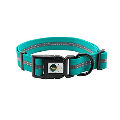 NIMBLE Dog Collar Waterproof Pet Collars Anti-Odor Durable Adjustable PVC & Polyester Soft with Reflective Cloth Stripe Basic Dog Collars S/M/L Sizes (Small (9.45”-14.17”inches), Emerald Green) - color: Emerald Green, size: Small (9.45”-14.17”inches)