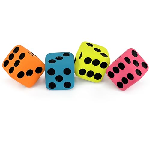 CHIWAVA 4 Pack 1.7" Squeaky Latex Dog Toys Dice Puppy Fetch Interactive Play for Small Dogs