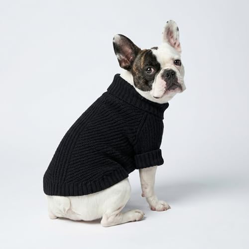 Fitwarm Dog Turtleneck Sweater, Thermal Knitted Pet Coat, Dog Winter Clothes for Small Dogs, Cat Apparel, Black, Small - color: Black, size: Small